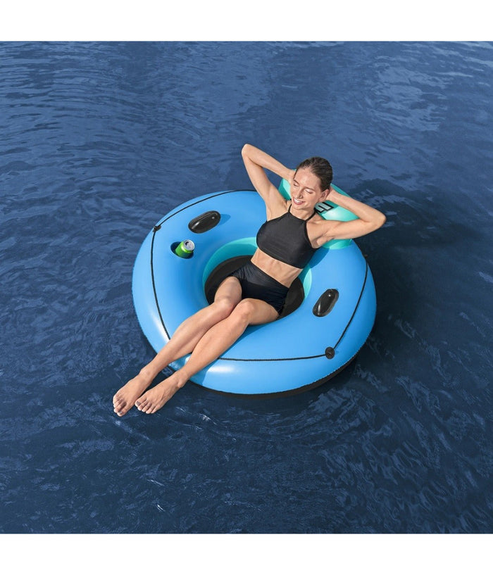 Trade Shop - Salvagente Ciambella Gonfiabile Poltrona Con Maniglie Portabicchieri Corda 43108 -