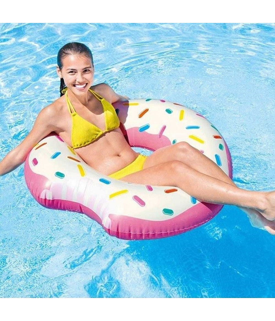 Salvagente Ciambella Gonfiabile Stampa Donuts Mangiucchiata 107 Cm Mare Piscina         