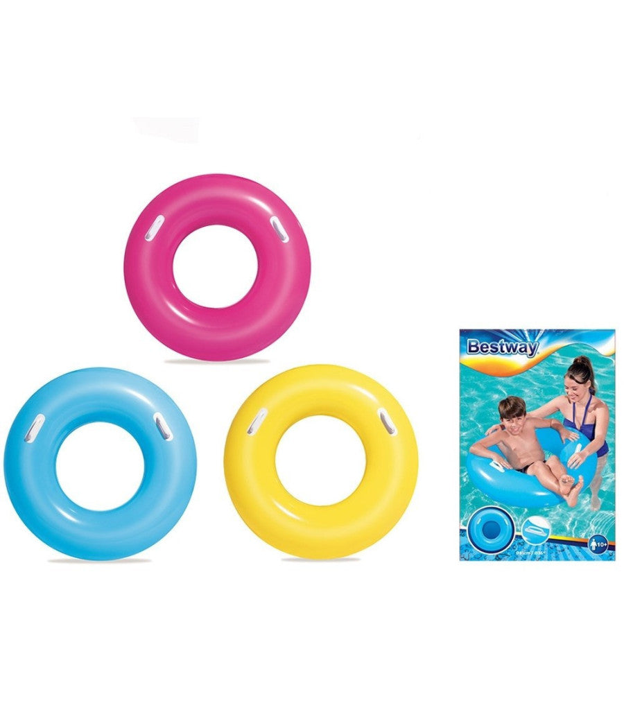 Salvagente Colorato Ciambella Con Maniglie 36084 Per Mare Piscina 91 Cm 3 Colori         