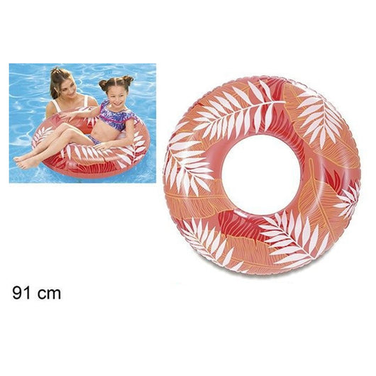 Trade Shop - Salvagente Gonfiabile Anello Galleggiante Piscina Tropicale Rosso Corallo 91cm 017549 -