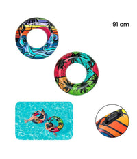 Trade Shop - Salvagente Gonfiabile Con Maniglie Palme Tropicali 91cm 2 Colori Assortiti 36350 -