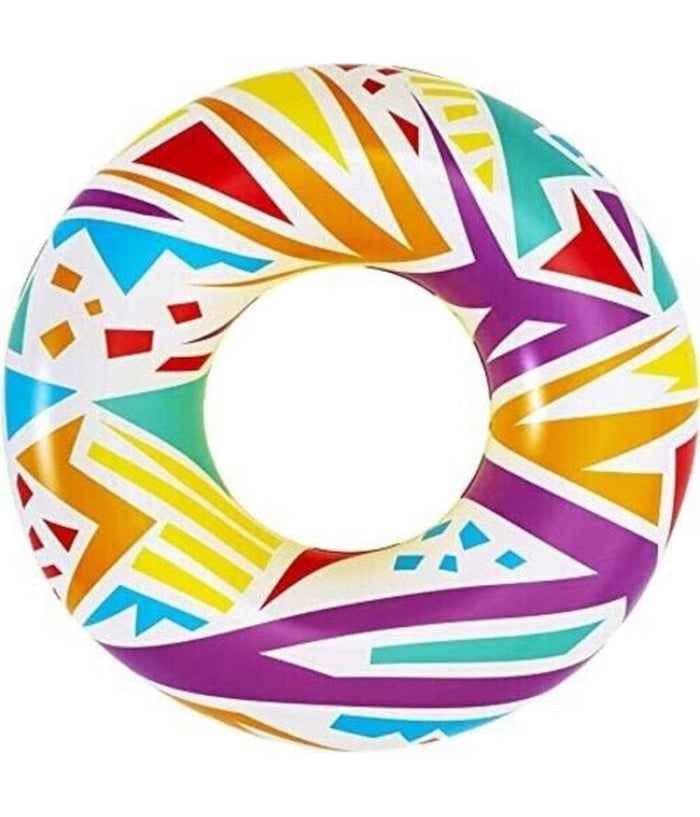 Trade Shop - Salvagente Gonfiabile Fantasia Geometrica ø 107 Cm Ciambella Mare Piscina 36228 -