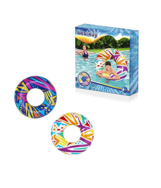 Trade Shop - Salvagente Gonfiabile Fantasia Geometrica ø 107 Cm Ciambella Mare Piscina 36228 -