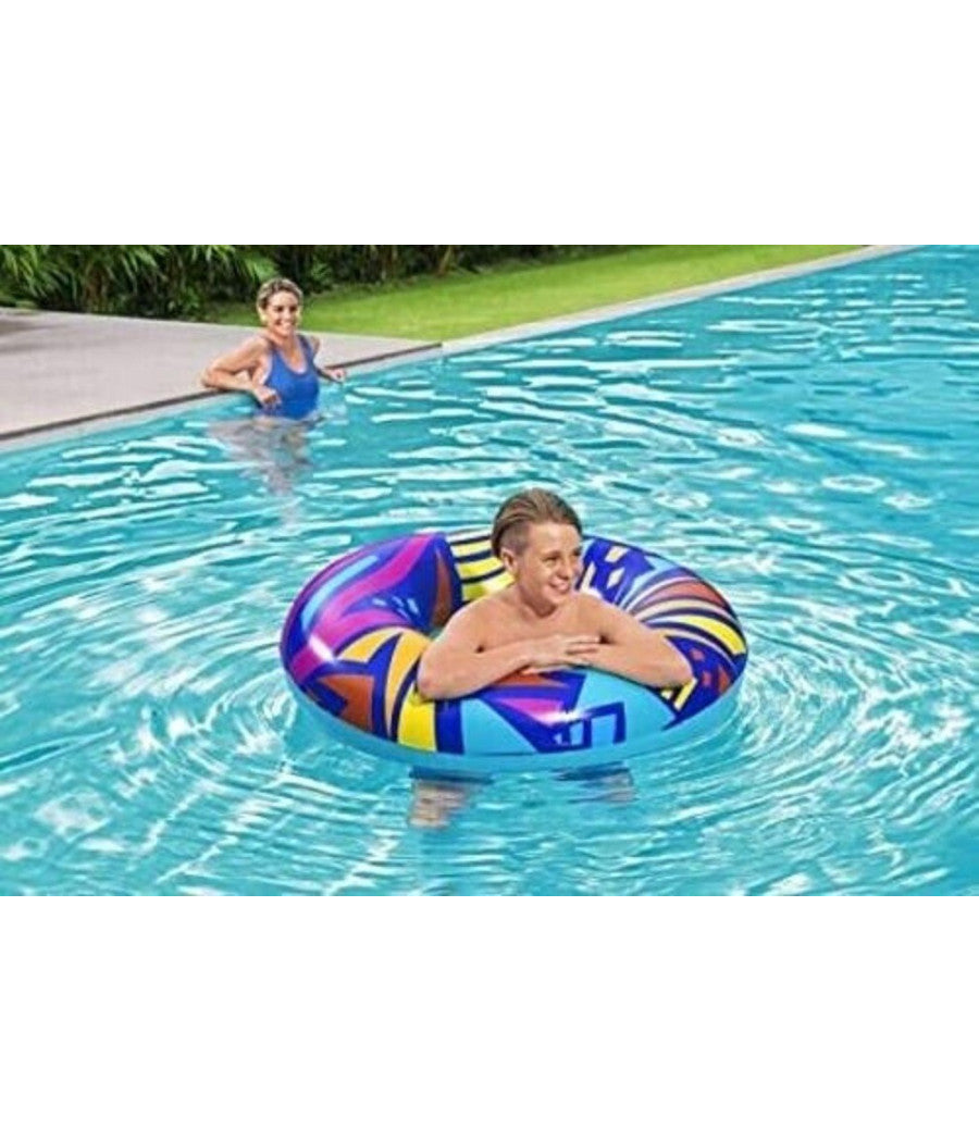 Trade Shop - Salvagente Gonfiabile Fantasia Geometrica ø 107 Cm Ciambella Mare Piscina 36228 -