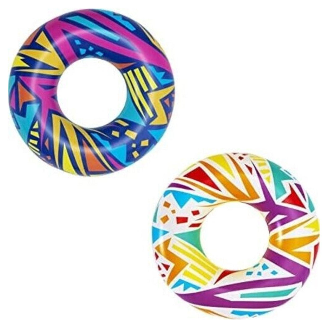 Trade Shop - Salvagente Gonfiabile Fantasia Geometrica ø 107 Cm Ciambella Mare Piscina 36228 -