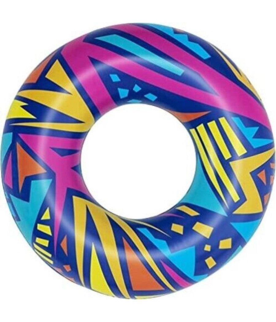 Trade Shop - Salvagente Gonfiabile Fantasia Geometrica ø 107 Cm Ciambella Mare Piscina 36228 -