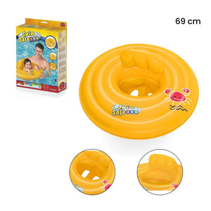 Trade Shop - Salvagente Gonfiabile Galleggiante A Mutantina Per Bambini Rotondo 69cm Swim Safe 32096 -