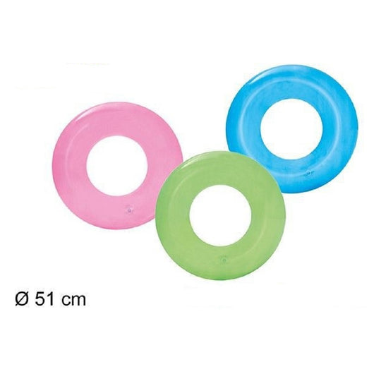 Trade Shop - Salvagente Gonfiabile Trasparente Colorato Ciambella Per Bambini Anello ø51cm 016136 -