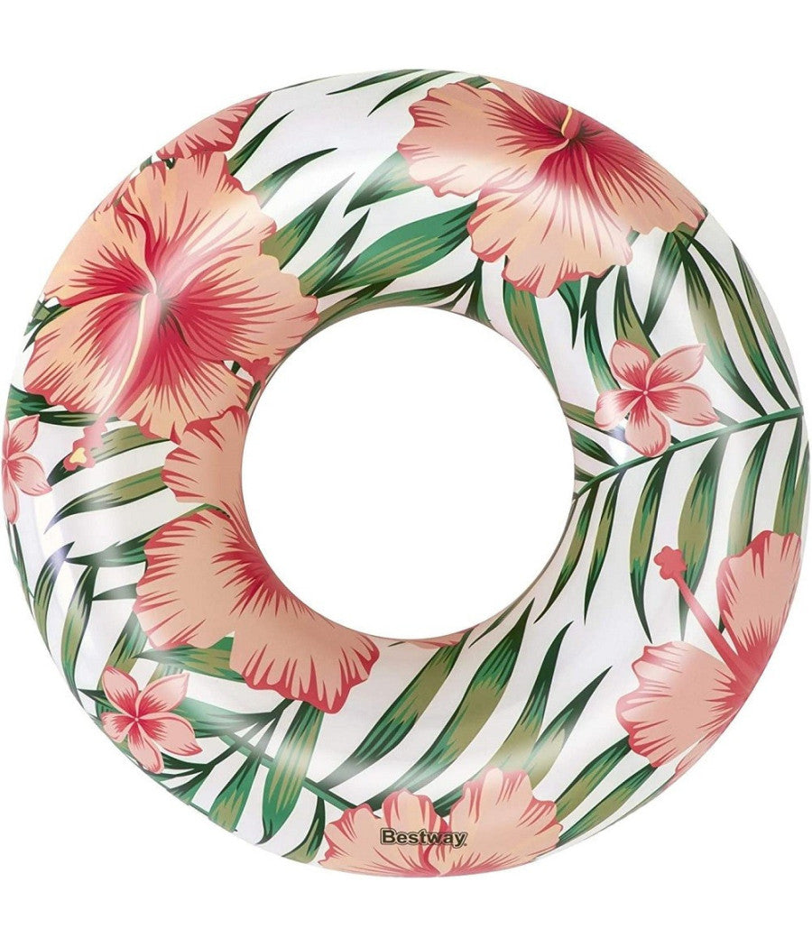 Salvagente Palme Tropicali Floreali 119cm Ciambella Gonfiabile Mare Piscina 3623         