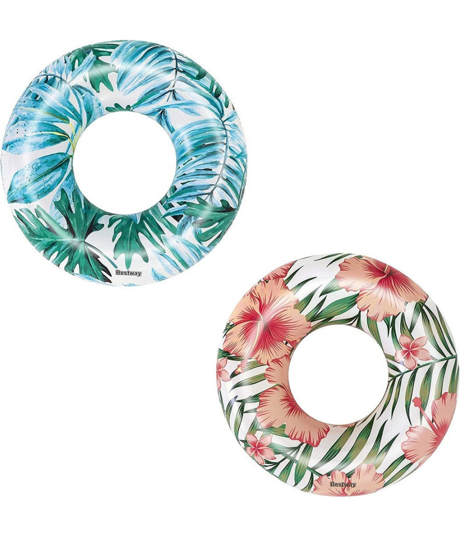 Salvagente Palme Tropicali Floreali 119cm Ciambella Gonfiabile Mare Piscina 3623         