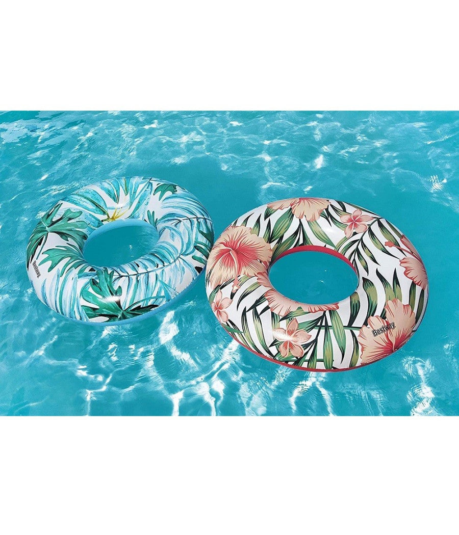 Salvagente Palme Tropicali Floreali 119cm Ciambella Gonfiabile Mare Piscina 3623         