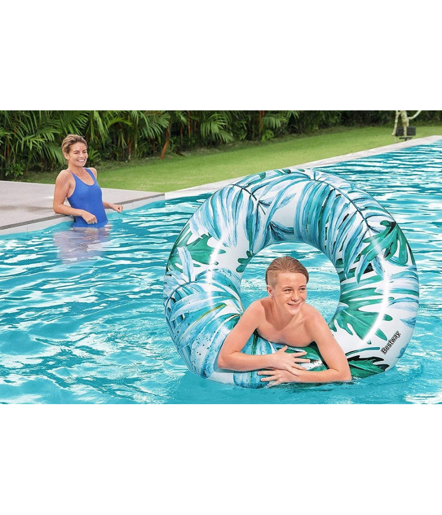 Salvagente Palme Tropicali Floreali 119cm Ciambella Gonfiabile Mare Piscina 3623         