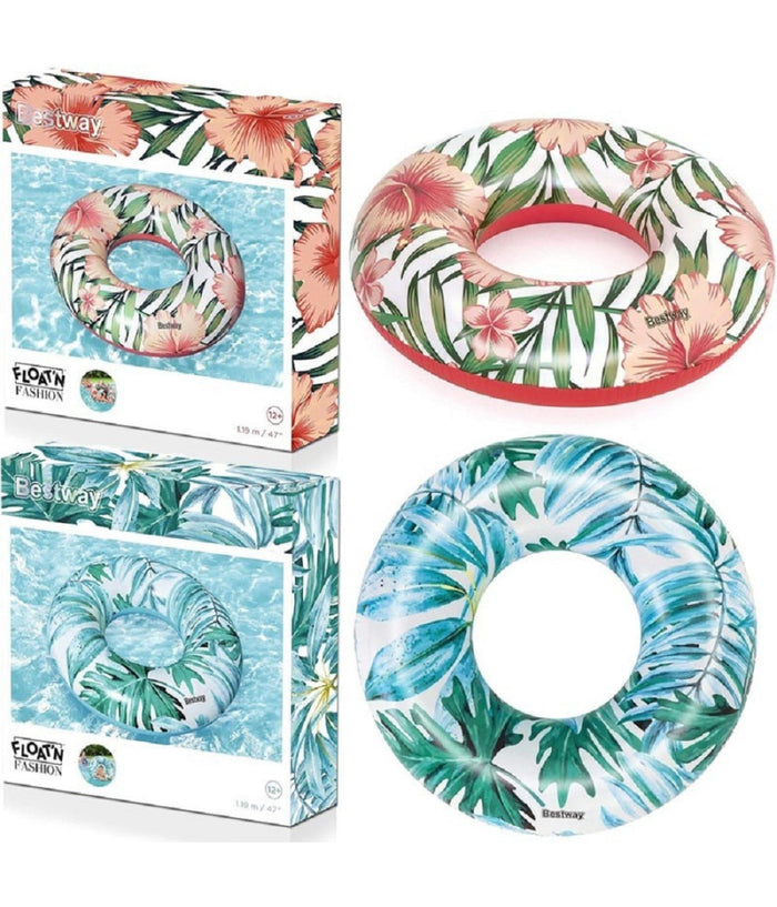 Salvagente Palme Tropicali Floreali 119cm Ciambella Gonfiabile Mare Piscina 3623         