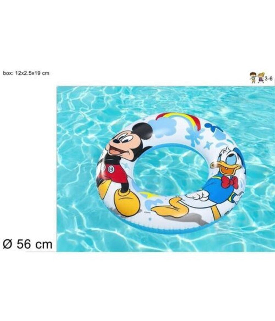 Trade Shop - Salvagente Topolino Mickey Mouse Paperino 56 Cm Per Mare Piscina Bambini 91004 -
