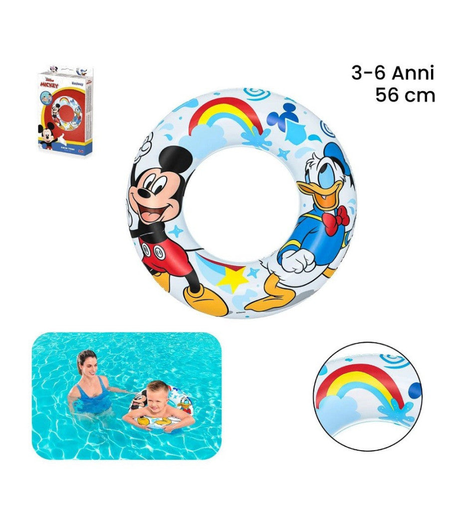 Trade Shop - Salvagente Topolino Mickey Mouse Paperino 56 Cm Per Mare Piscina Bambini 91004 -
