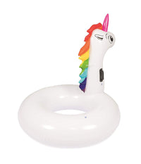 Salvagente Unicorno Cavalcabile Bianco Arcobaleno Ciambella 136 X 131 Cm         
