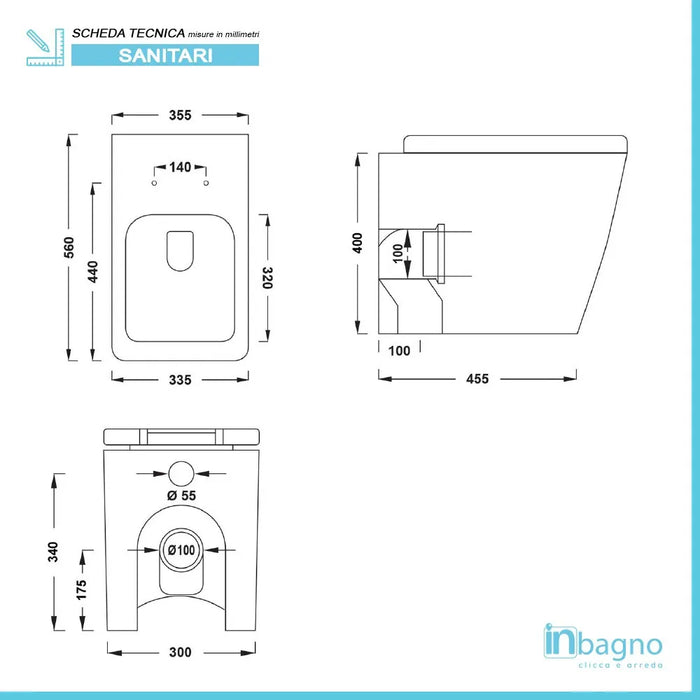 Sanitari a terra Malaga rimless wc + bidet + copriwc softclose