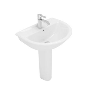 Sanitari bagno in set completo di lavabo con colonna e copriwater