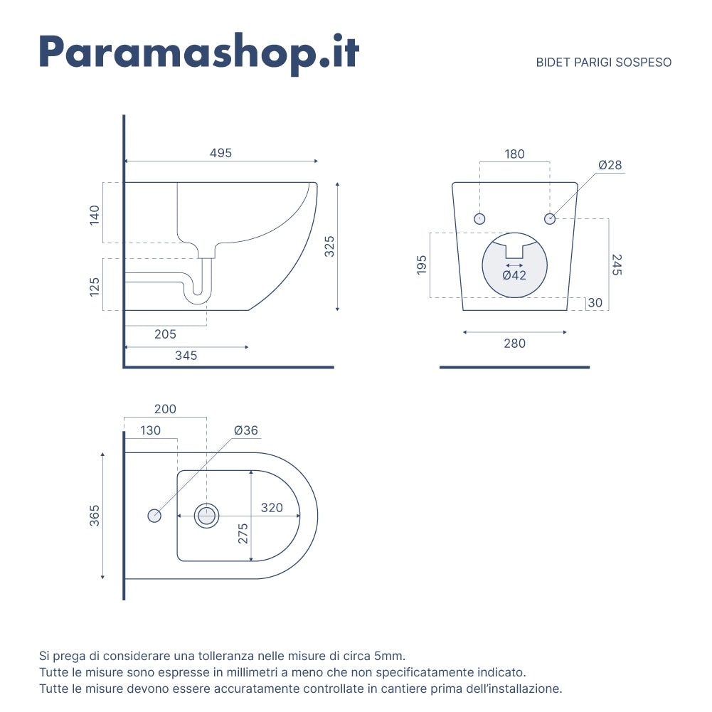 Sanitari sospesi in ceramica rimless sedile con chiusura rallentata | Parigi