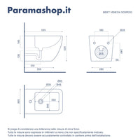 Sanitari sospesi in ceramica bianco lucido vaso rimless sedile soft-close e bidet | Venezia