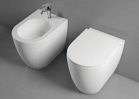 Sanitari Azzurra Comoda filo muro a terra wc + bidet e sedile soft-close in ceramica - Azzurra ceramica