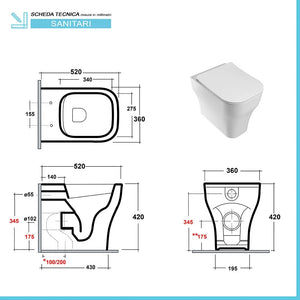 Sanitari filo muro traslati Olympia serie Synthesis con copriwater rallentato