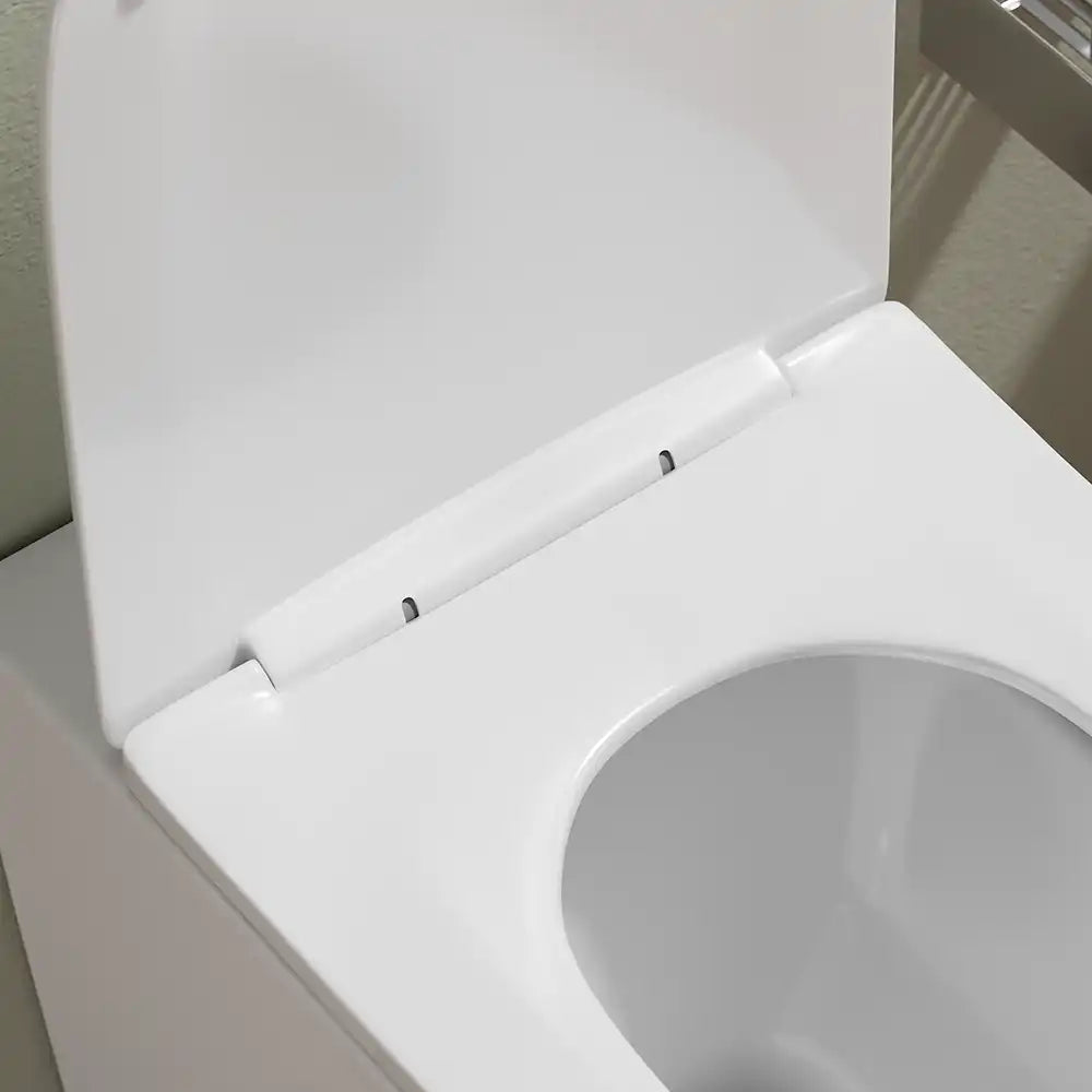 Sanitari filomuro in ceramica bianco lucido vaso rimless con copriwc soft-close e bidet | Europa