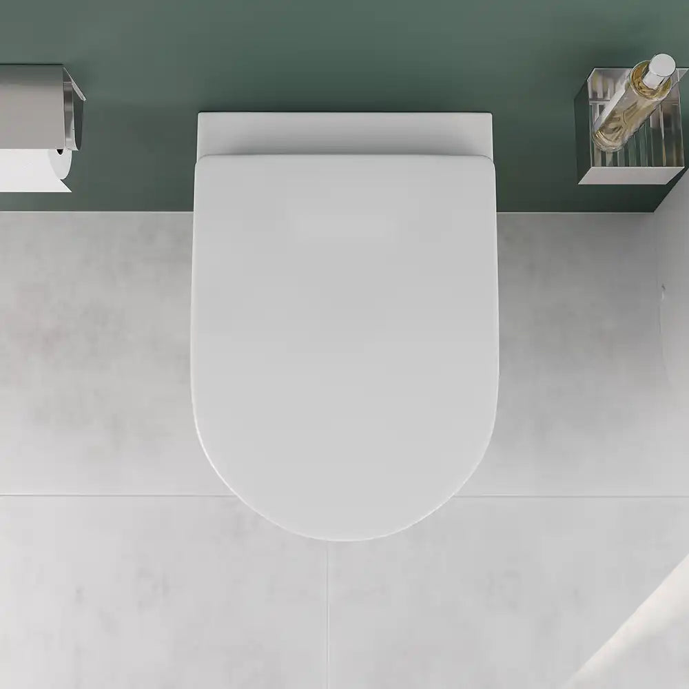 Sanitari filomuro ceramica bianco lucido vaso rimless copriwc soft-close e bidet | Europa Small