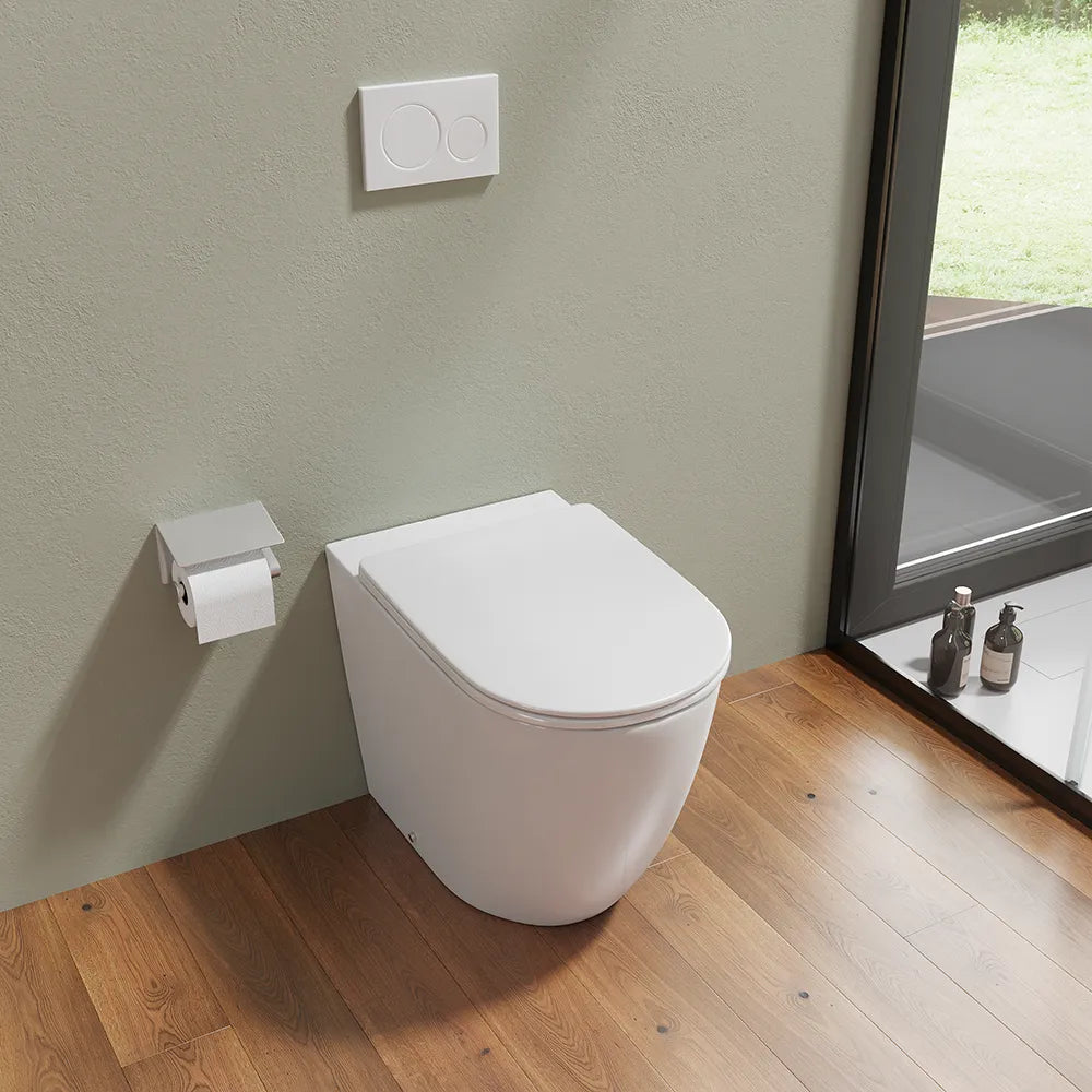 Vaso WC filomuro rimless in ceramica bianco lucido con sedile soft-close | Europa