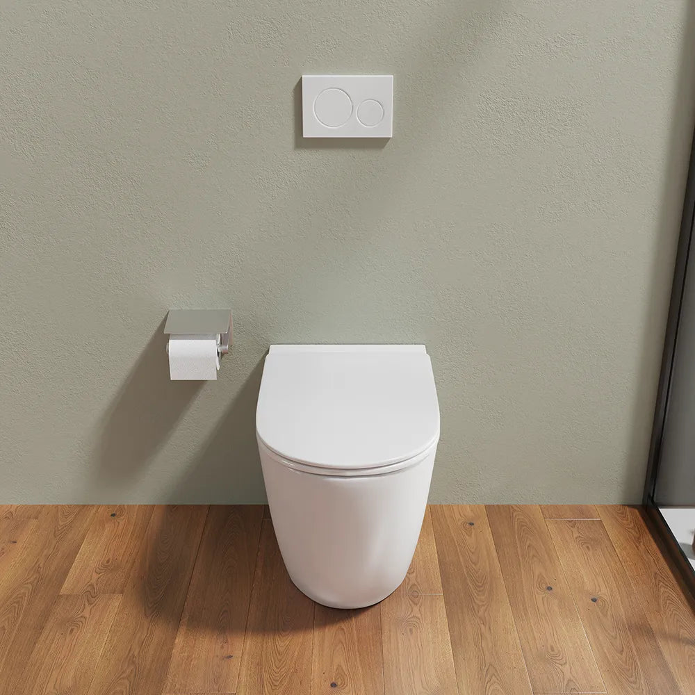 Vaso WC filomuro rimless in ceramica bianco lucido con sedile soft-close | Europa