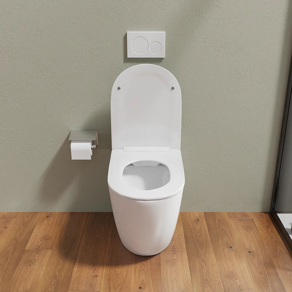 Vaso WC filomuro rimless in ceramica bianco lucido con sedile soft-close | Europa