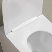 Vaso WC filomuro rimless in ceramica bianco lucido con sedile soft-close | Europa