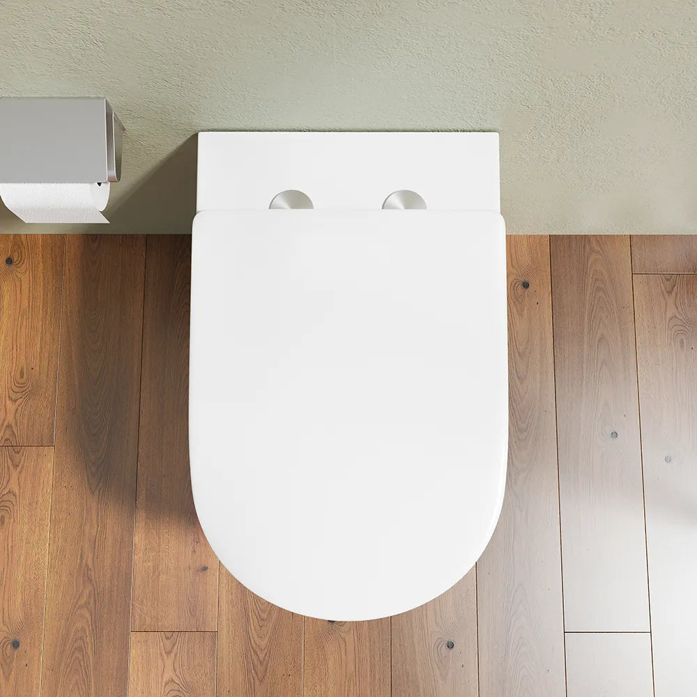 Vaso WC filomuro rimless in ceramica bianco lucido con sedile soft-close | Europa