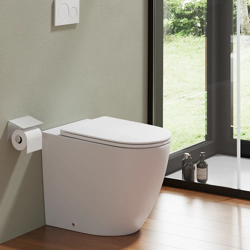 Vaso WC filomuro rimless in ceramica bianco opaco con sedile soft-close | Europa