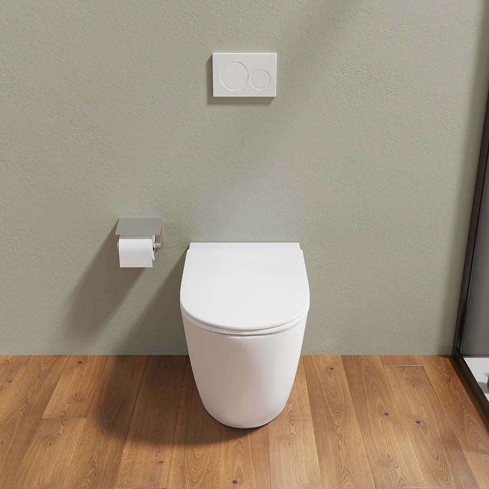 Vaso WC filomuro rimless in ceramica bianco opaco con sedile soft-close | Europa