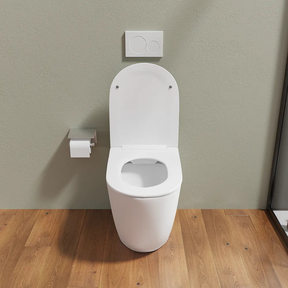 Vaso WC filomuro rimless in ceramica bianco opaco con sedile soft-close | Europa