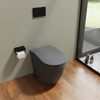Vaso WC filomuro rimless in ceramica grigio opaco con sedile soft-close | Europa