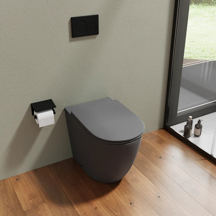 Vaso WC filomuro rimless in ceramica grigio opaco con sedile soft-close | Europa