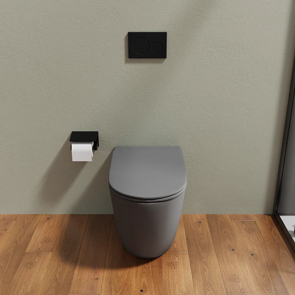 Vaso WC filomuro rimless in ceramica grigio opaco con sedile soft-close | Europa