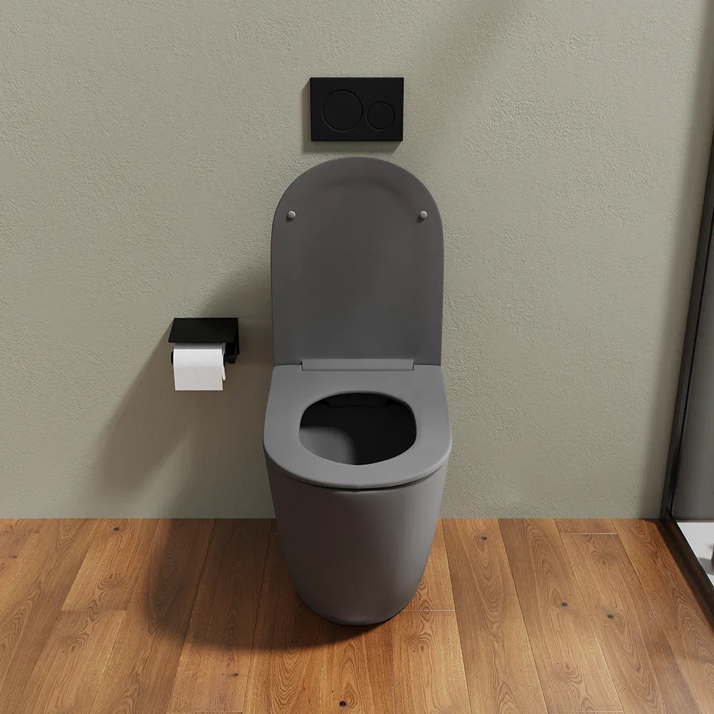 Vaso WC filomuro rimless in ceramica grigio opaco con sedile soft-close | Europa
