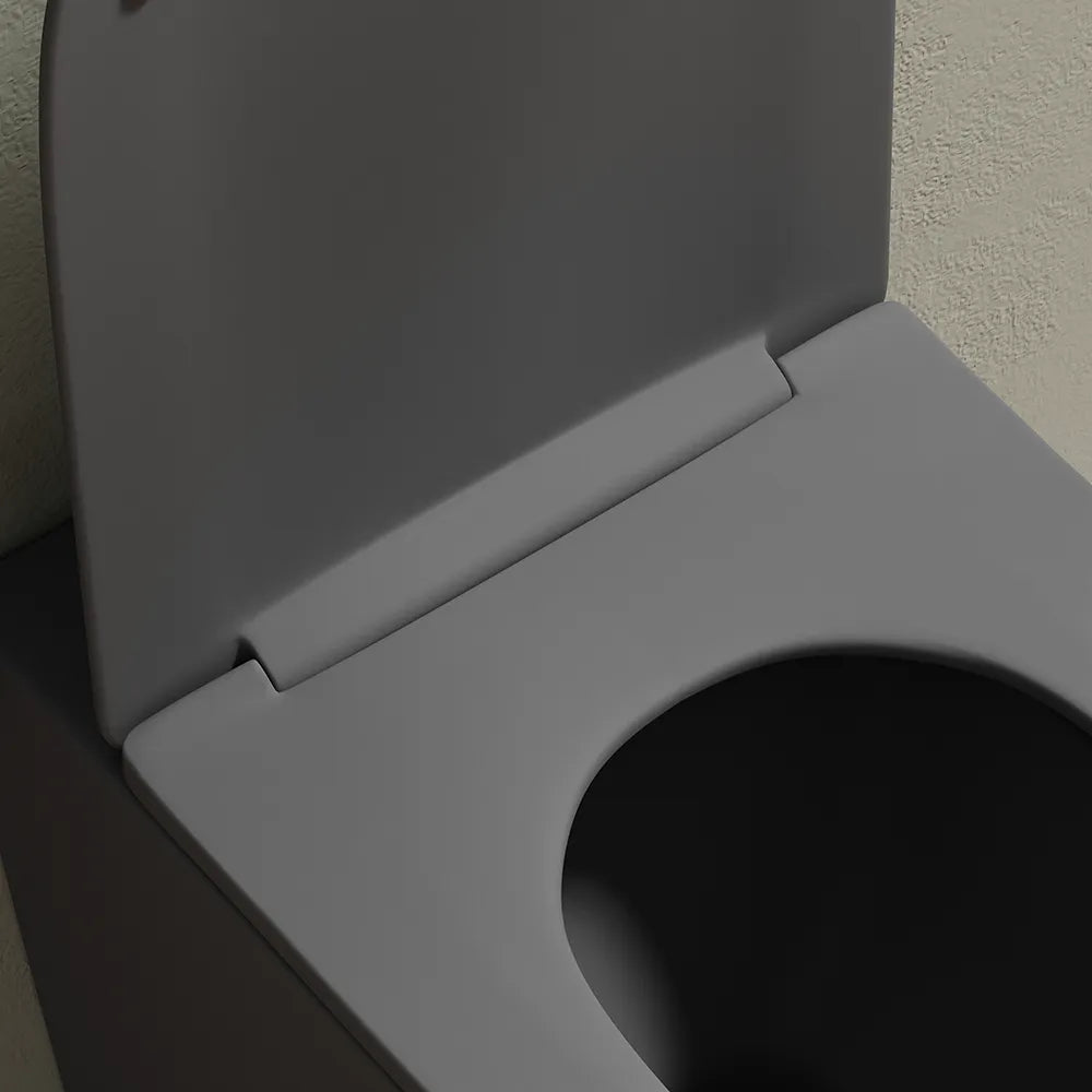 Vaso WC filomuro rimless in ceramica grigio opaco con sedile soft-close | Europa