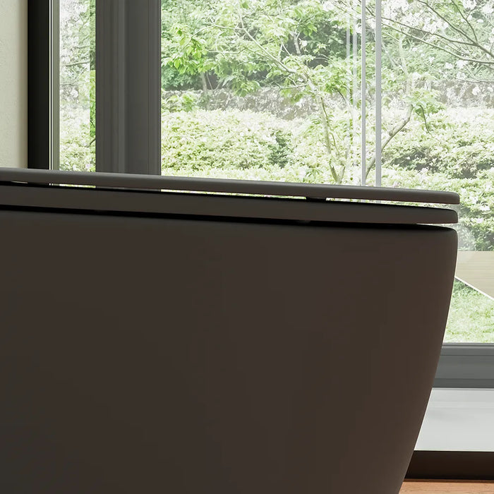 Vaso WC filomuro rimless in ceramica grigio opaco con sedile soft-close | Europa