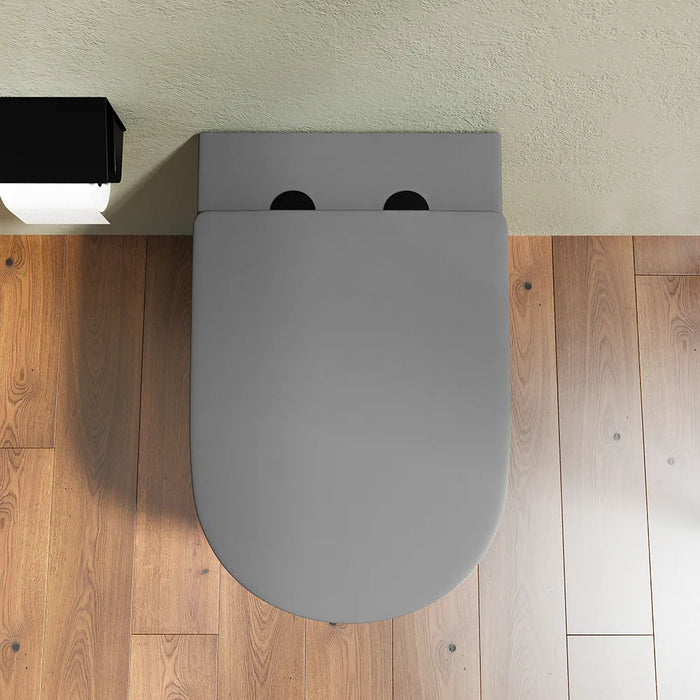 Vaso WC filomuro rimless in ceramica grigio opaco con sedile soft-close | Europa