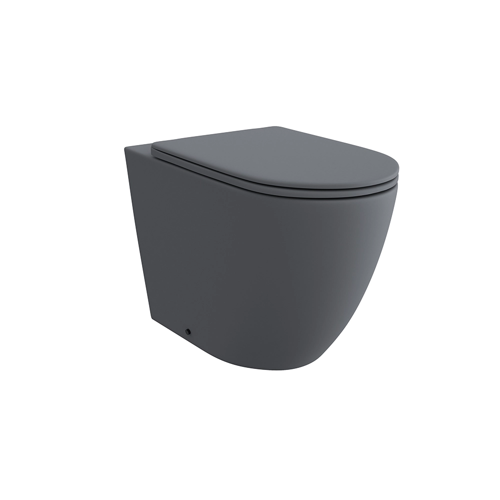Vaso WC filomuro rimless in ceramica grigio opaco con sedile soft-close | Europa
