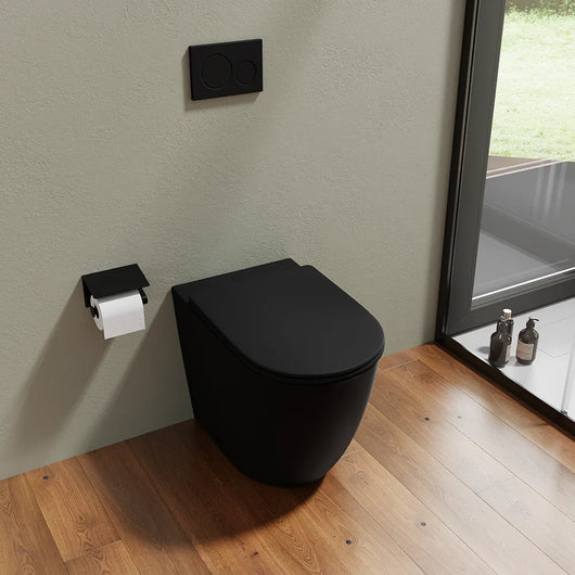 Vaso WC filomuro rimless in ceramica nero opaco con sedile soft-close | Europa