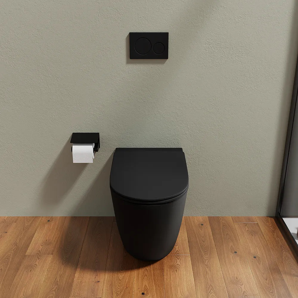 Vaso WC filomuro rimless in ceramica nero opaco con sedile soft-close | Europa