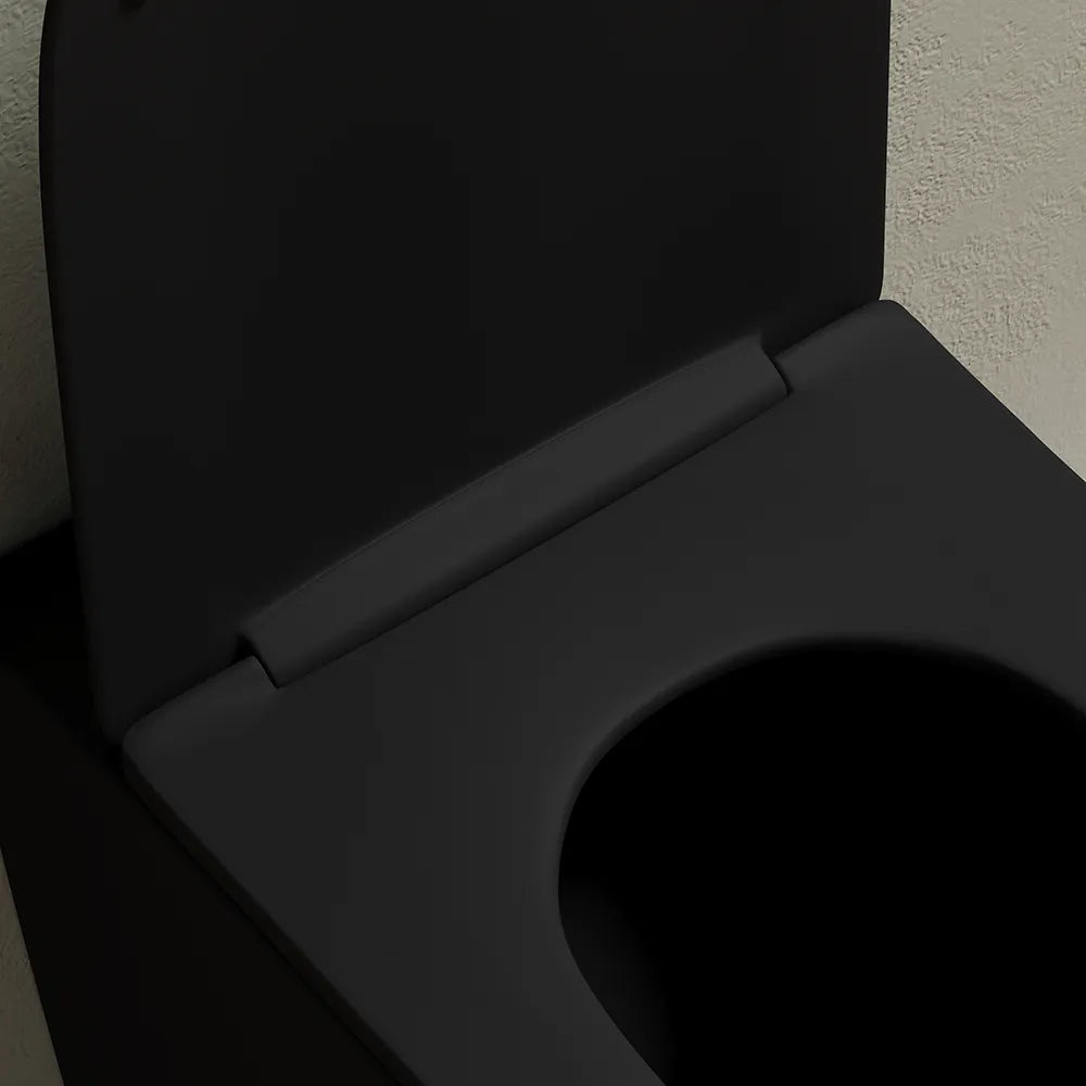 Vaso WC filomuro rimless in ceramica nero opaco con sedile soft-close | Europa