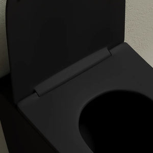 Vaso WC filomuro rimless in ceramica nero opaco con sedile soft-close | Europa