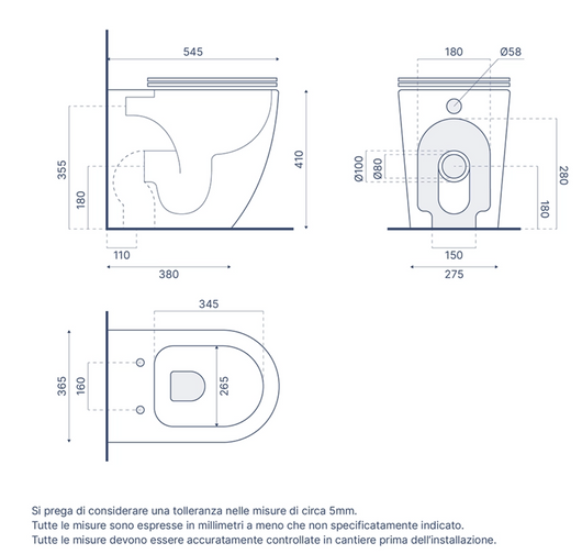 Sanitari filomuro in ceramica bianco lucido vaso tornado silent flush sedile soft-close e bidet SOFIA Regos