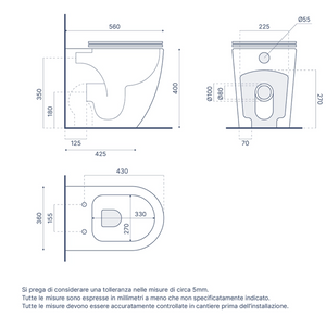 Sanitari filomuro in ceramica grigio opaco vaso rimless con copriwc soft-close e bidet ASIA Regos